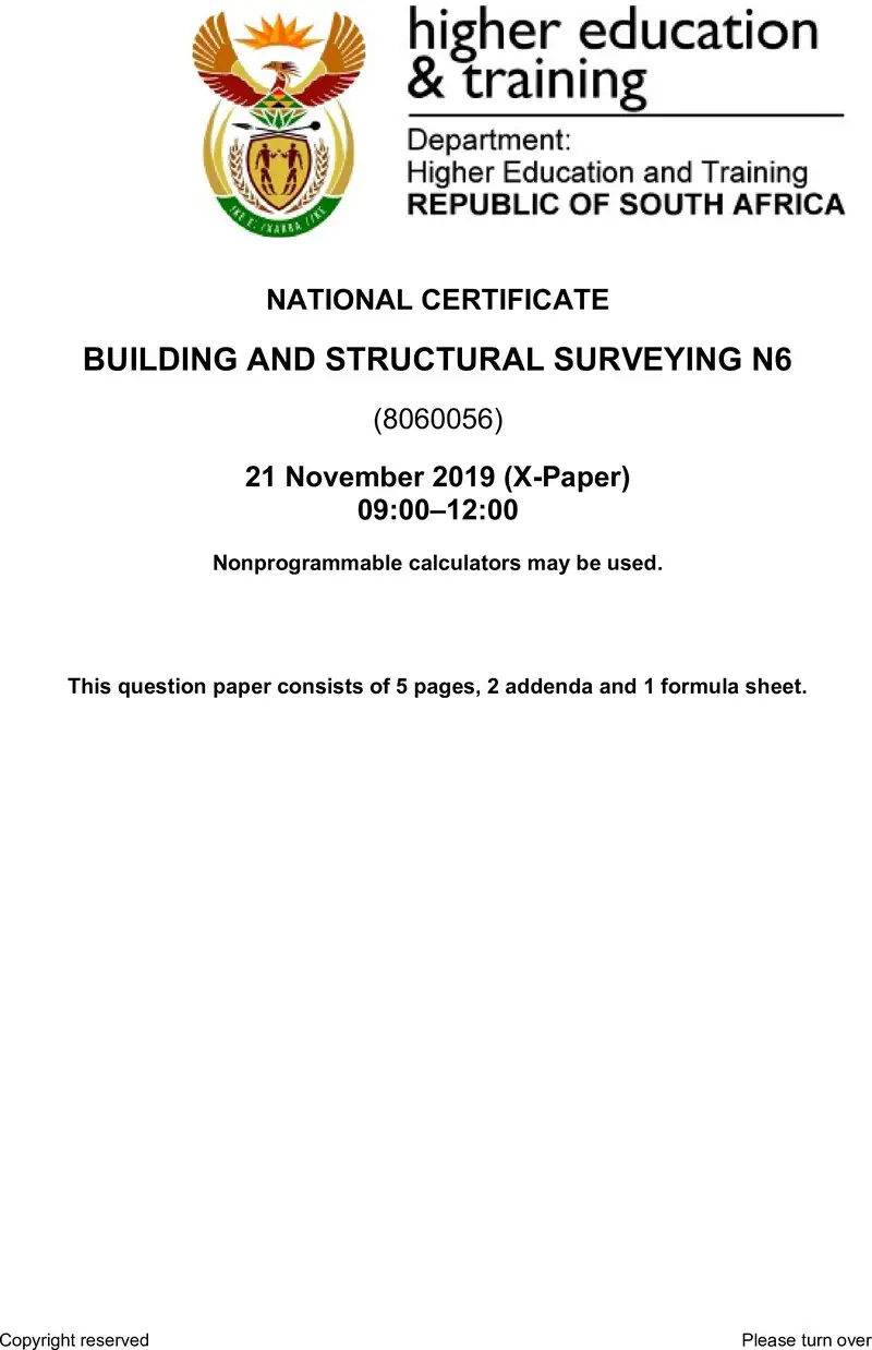 T180 Building And Structural Surveying N6 QP Nov 2019