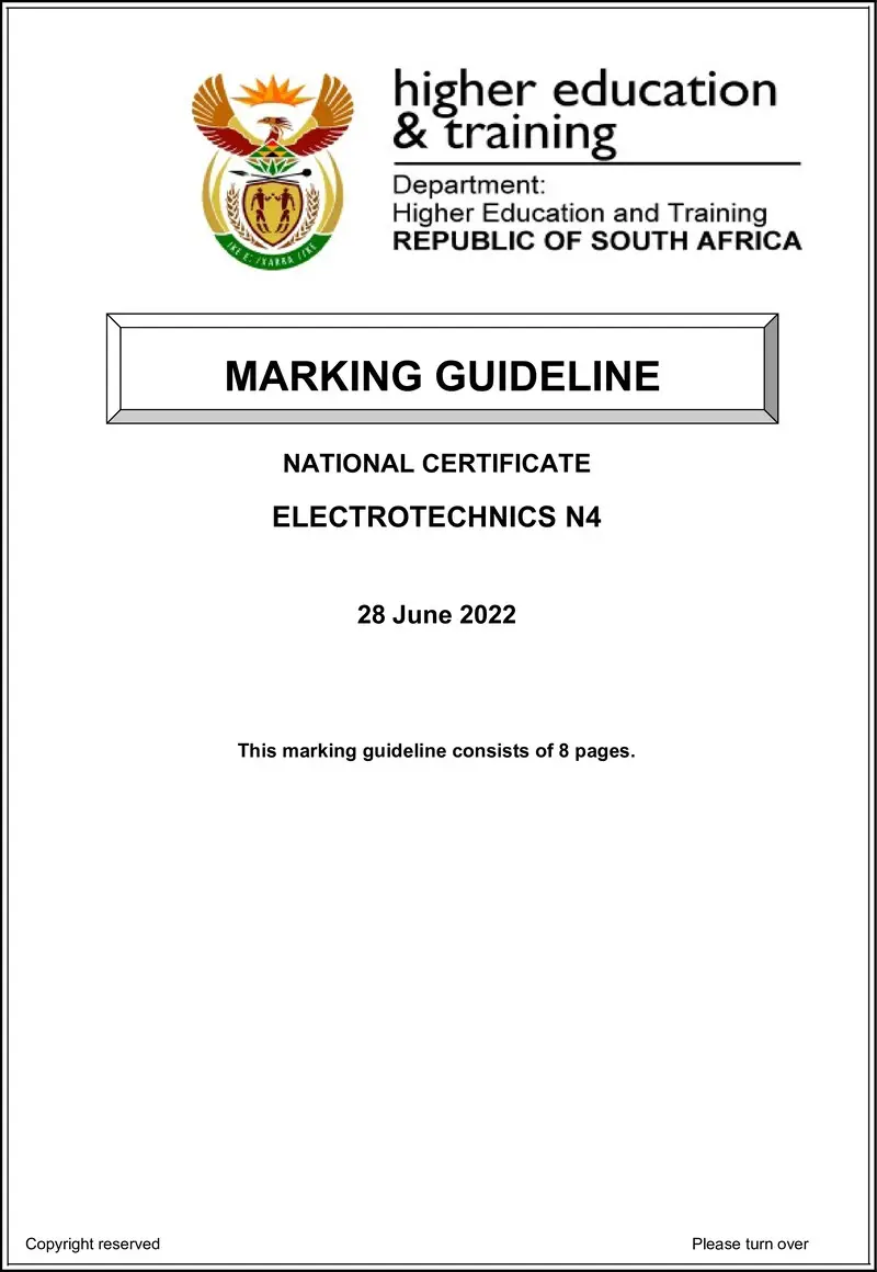 T530 Electrotechnics N4 Aug Memo 2022