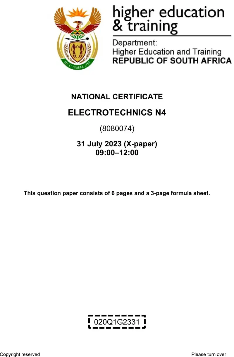 T530 Electrotechnics N4 QP Aug 2023 Ed preview