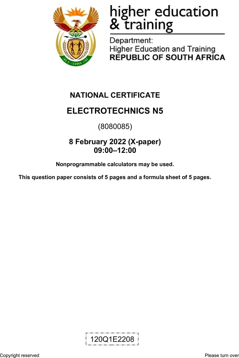 T540 Electrotechnics N5 QP April 2022