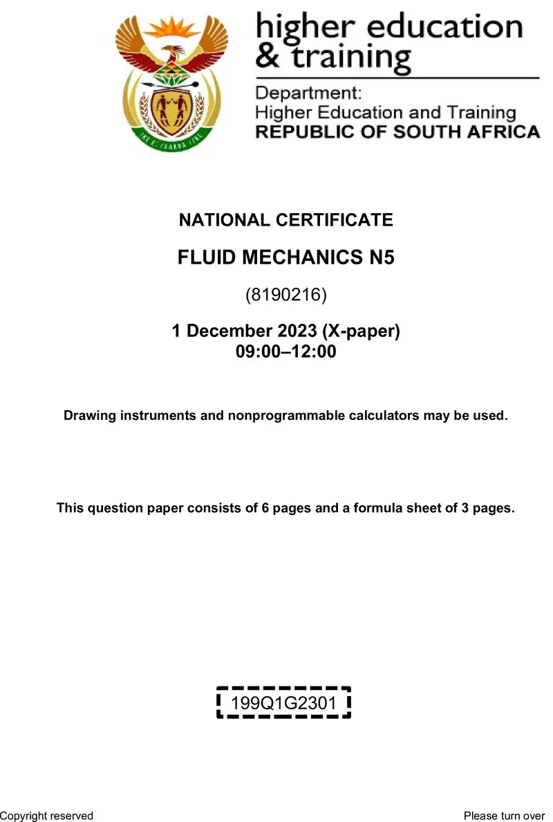 T710 Fluid Mechanics N5 Nov QP 2023 Ed