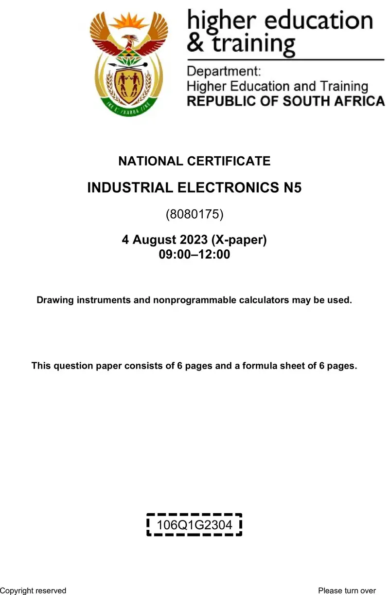 T790 Industrial Electronics N5 QP Aug 2023 Ed