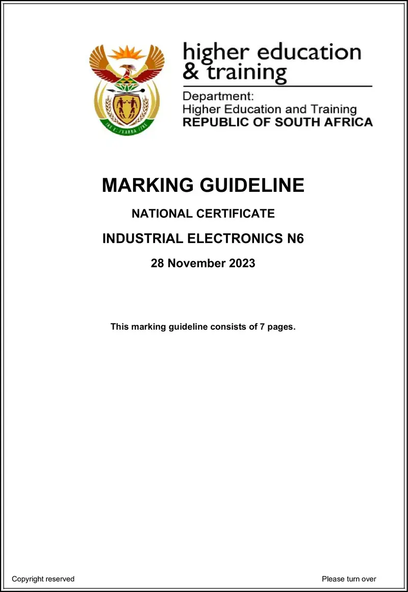 T800 Industrial Electronics N6 Nov Memo 2023 Ed