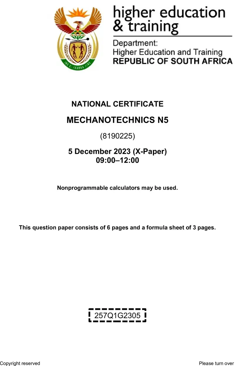 T1110 Mechanotechnics N5 Nov QP 2023