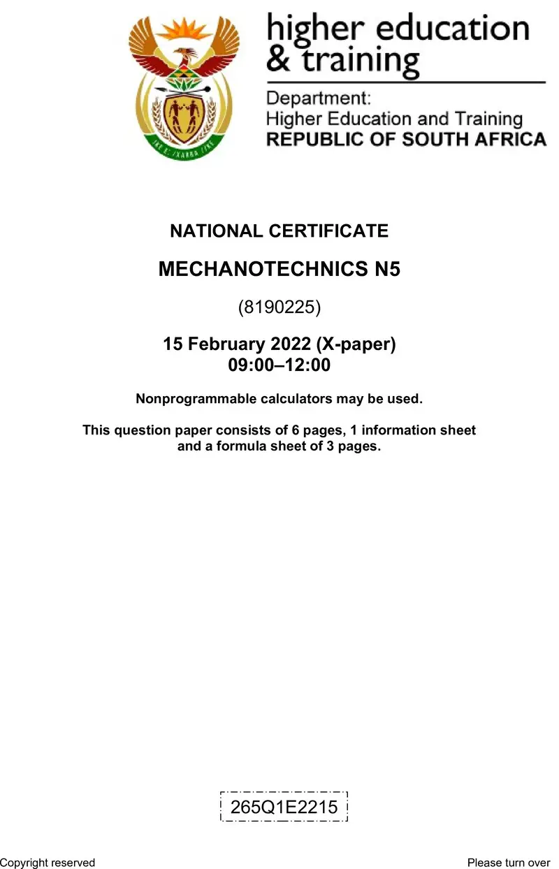 T1110 Mechanotechnics N5 QP April 2022