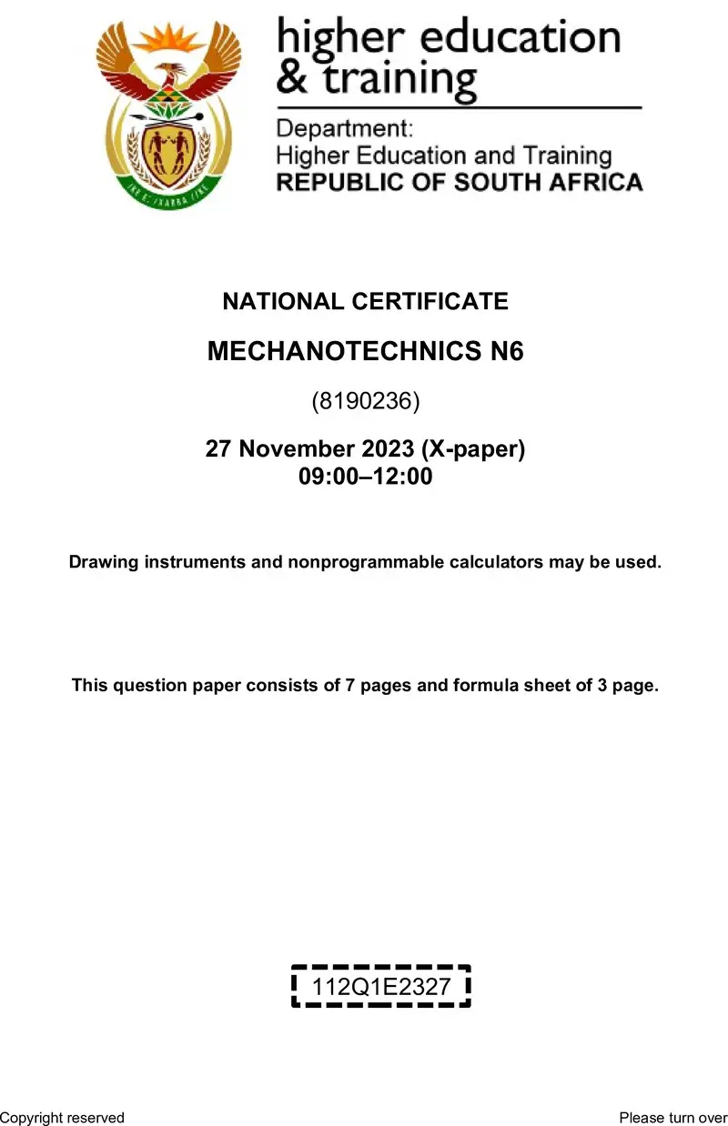 T1120 Mechanotechnics N6 Nov QP 2023