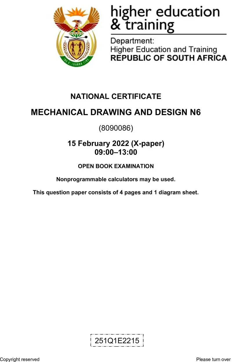 Mechanical Drawing And Design N6 QP Nov 2021