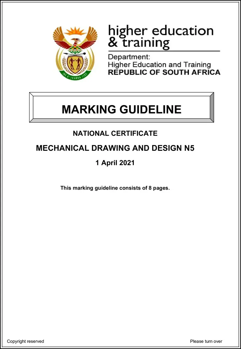 T1080 Mechanical Drawing And Design N5 Memo April 2021