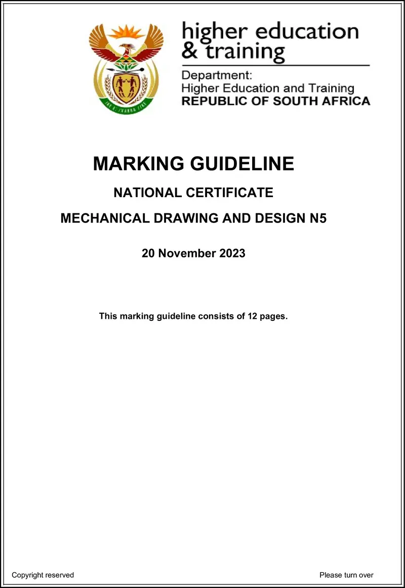 T1080 Mechanical Drawing And Design N5 Nov Memo 2023