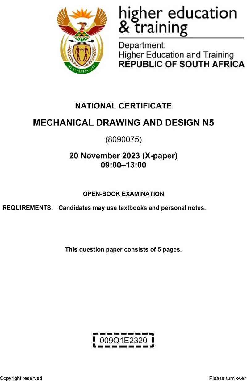 T1080 Mechanical Drawing And Design N5 Nov QP 2023