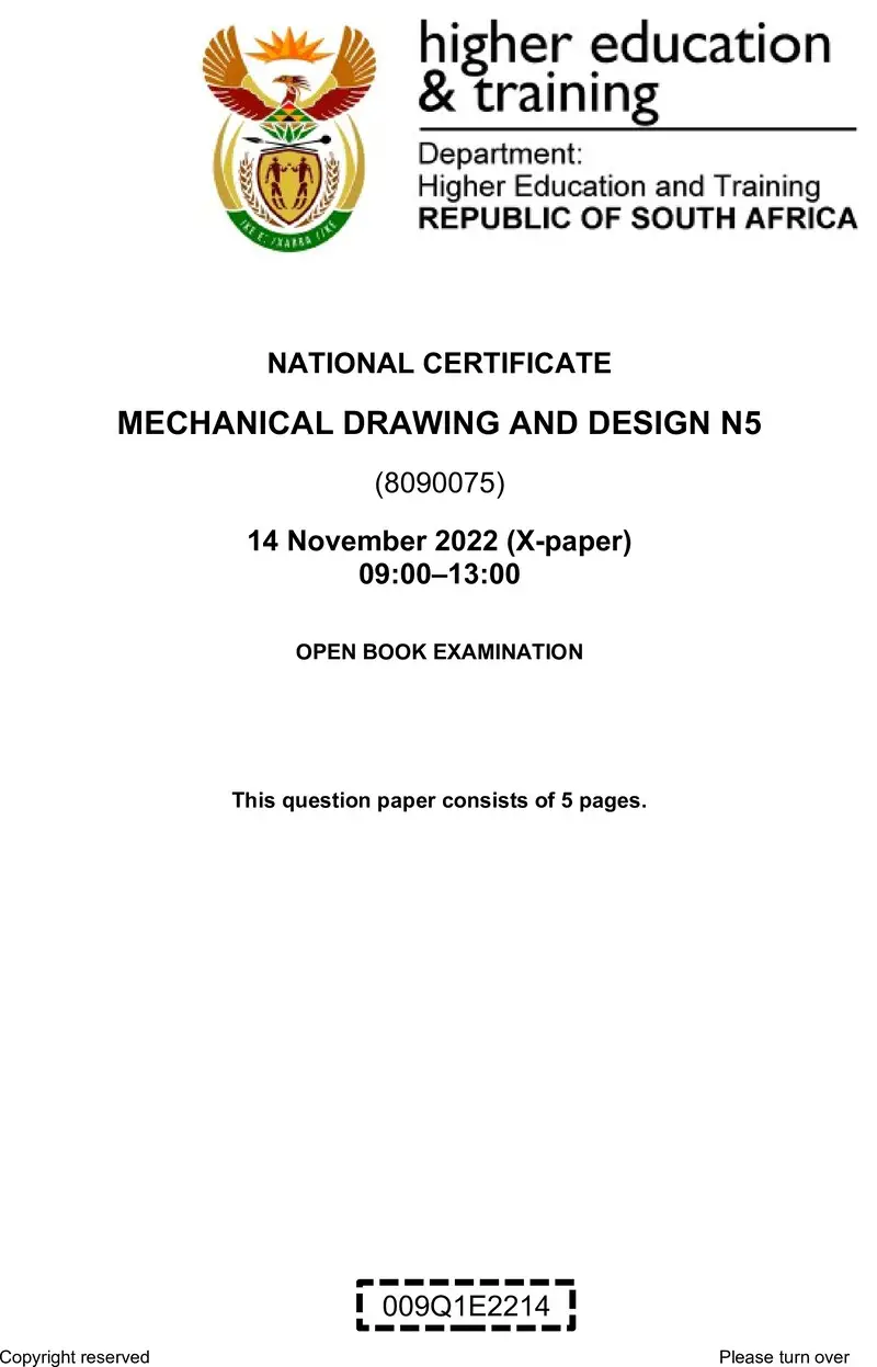 T1080 Mechanical Drawing And Design N5 QP Nov 2022