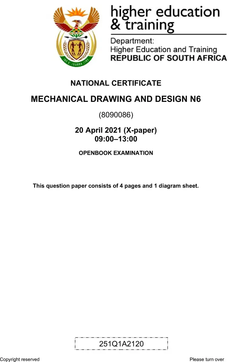 T1090 Mechanical Drawing And Design N6 QP Apr 2021