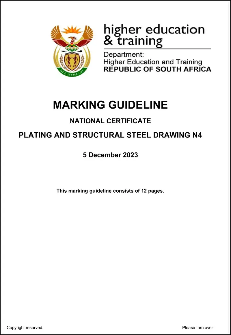 T1360 Plating And Structural Steel Drawing N4 MEMO Nov 2023 Ed preview