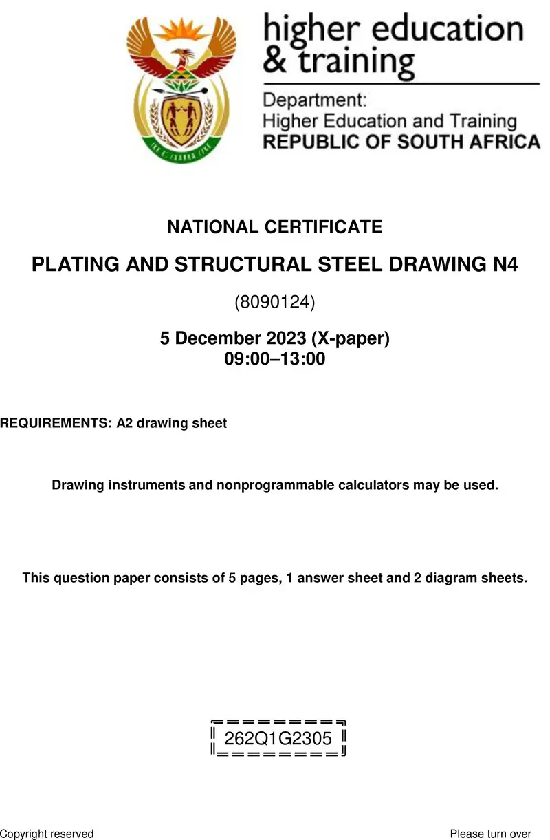 T1360 Plating And Structural Steel Drawing N4 QP Nov 2023 Ed