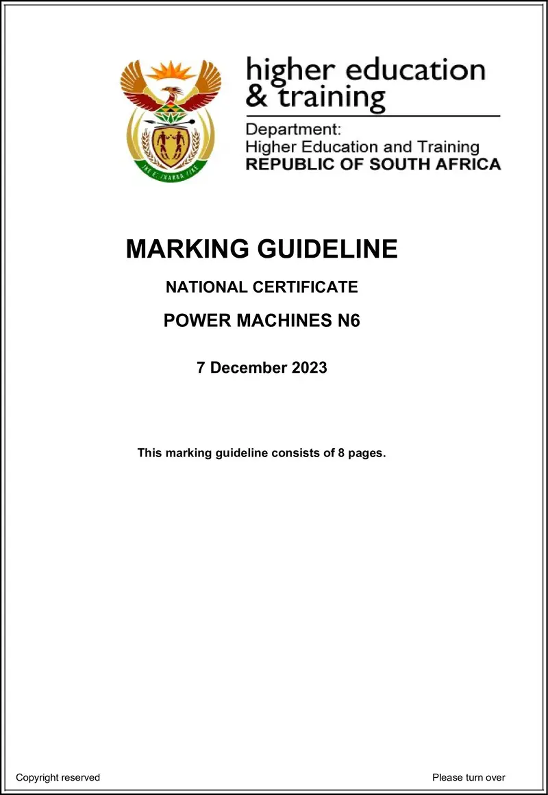 T1400 Power Machines N6 Memo Nov 2023