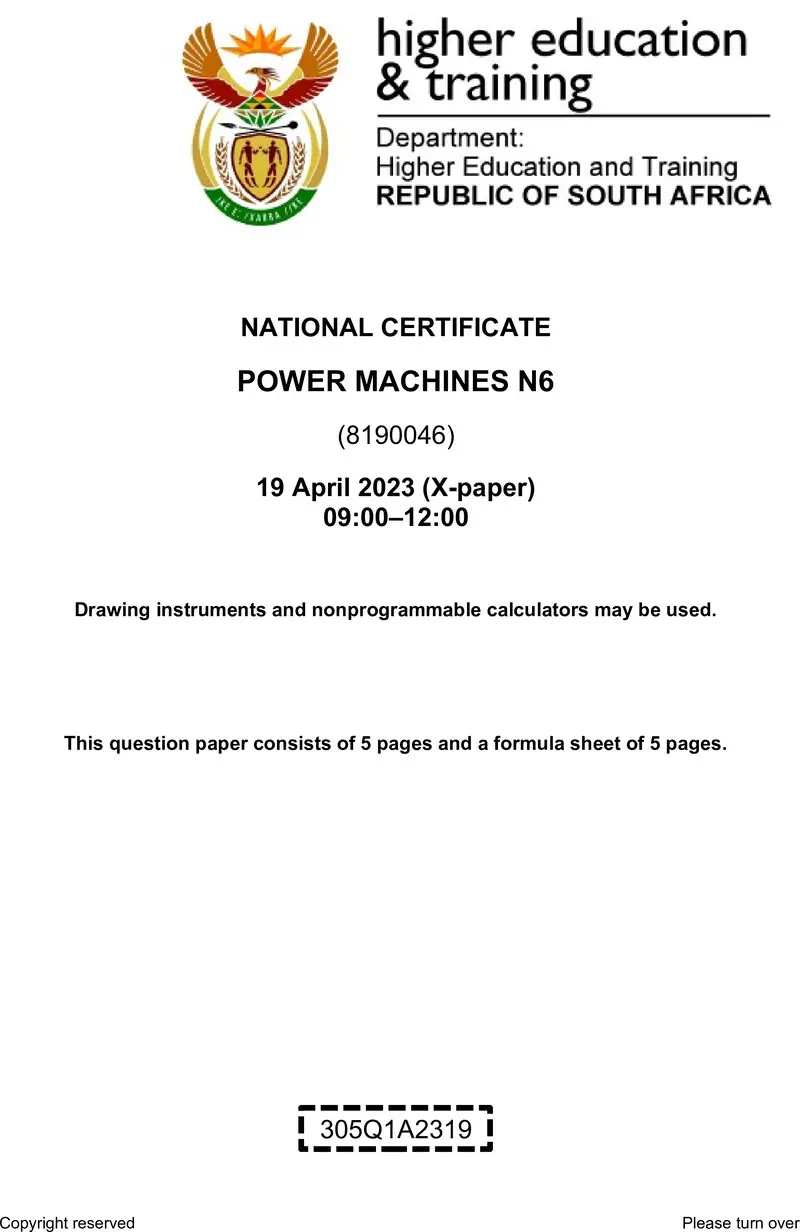 T1400 Power Machines N6 QP April 2023