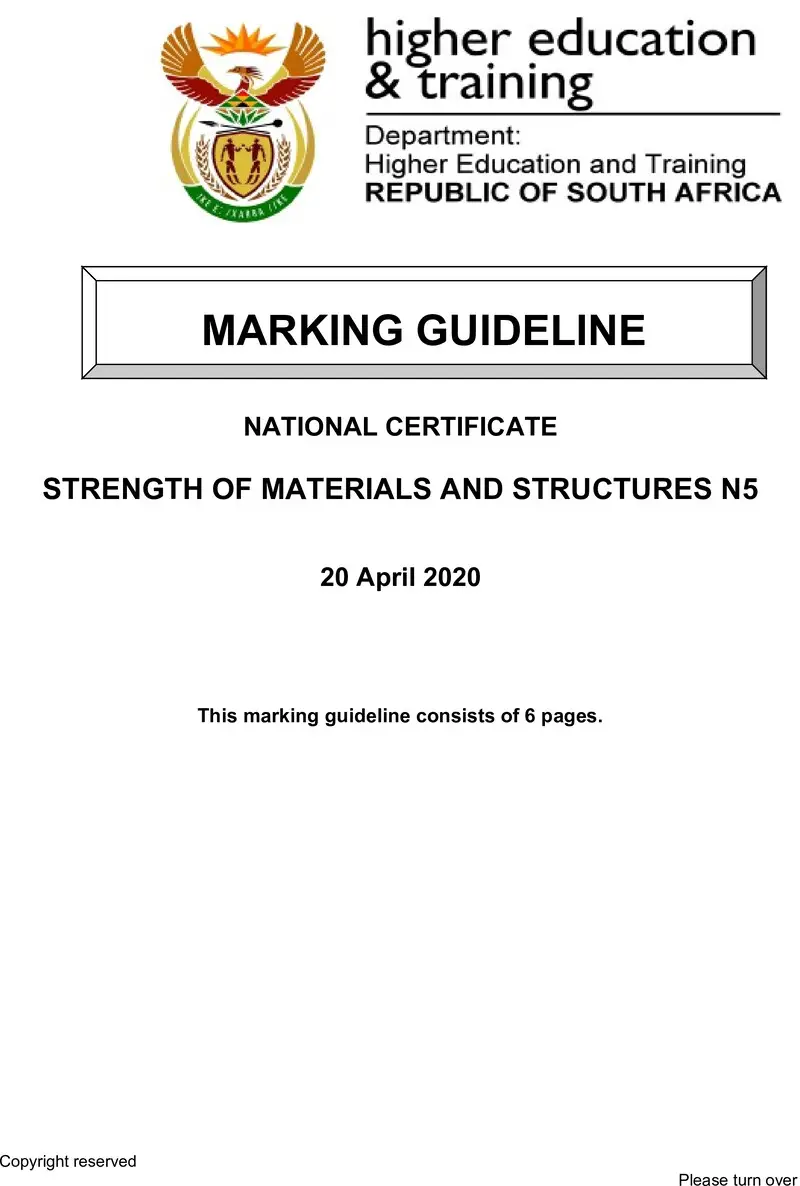 Strength Of Materials And Structures N5 Memo April 2020