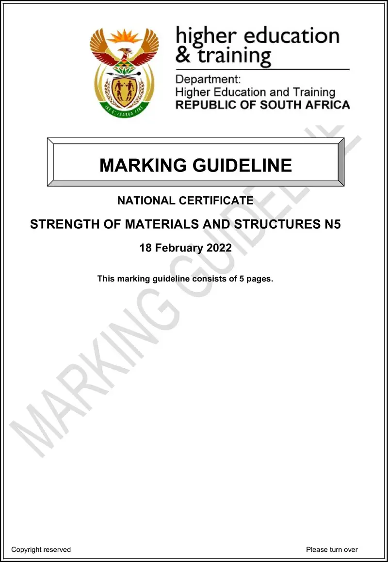 T1650 Strength Of Materials And Structures N5 Memo April 2022