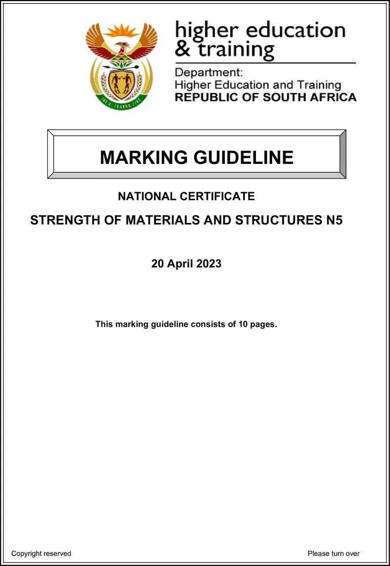T1650 Strength Of Materials And Structures N5 Memo April 2023 Edited