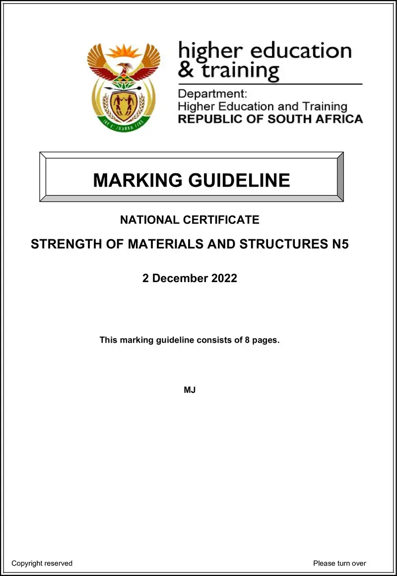T1650 Strength Of Materials And Structures N5 Memo Nov 2022 Replacement