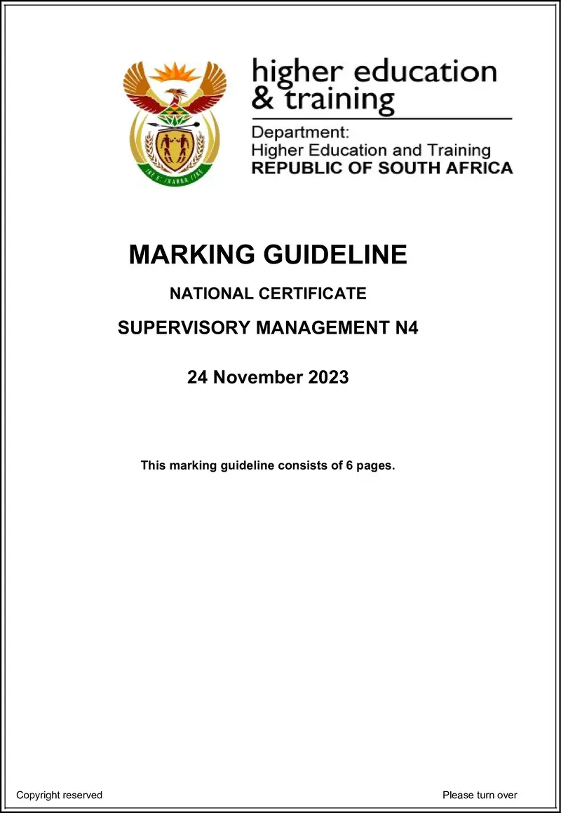 T1690 Supervisory Management N4 MEMO Nov 2023 preview