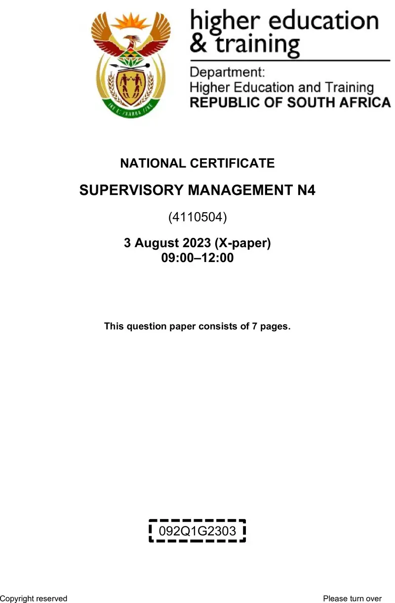 T1690 Supervisory Management N4 QP Aug 2023 Edited
