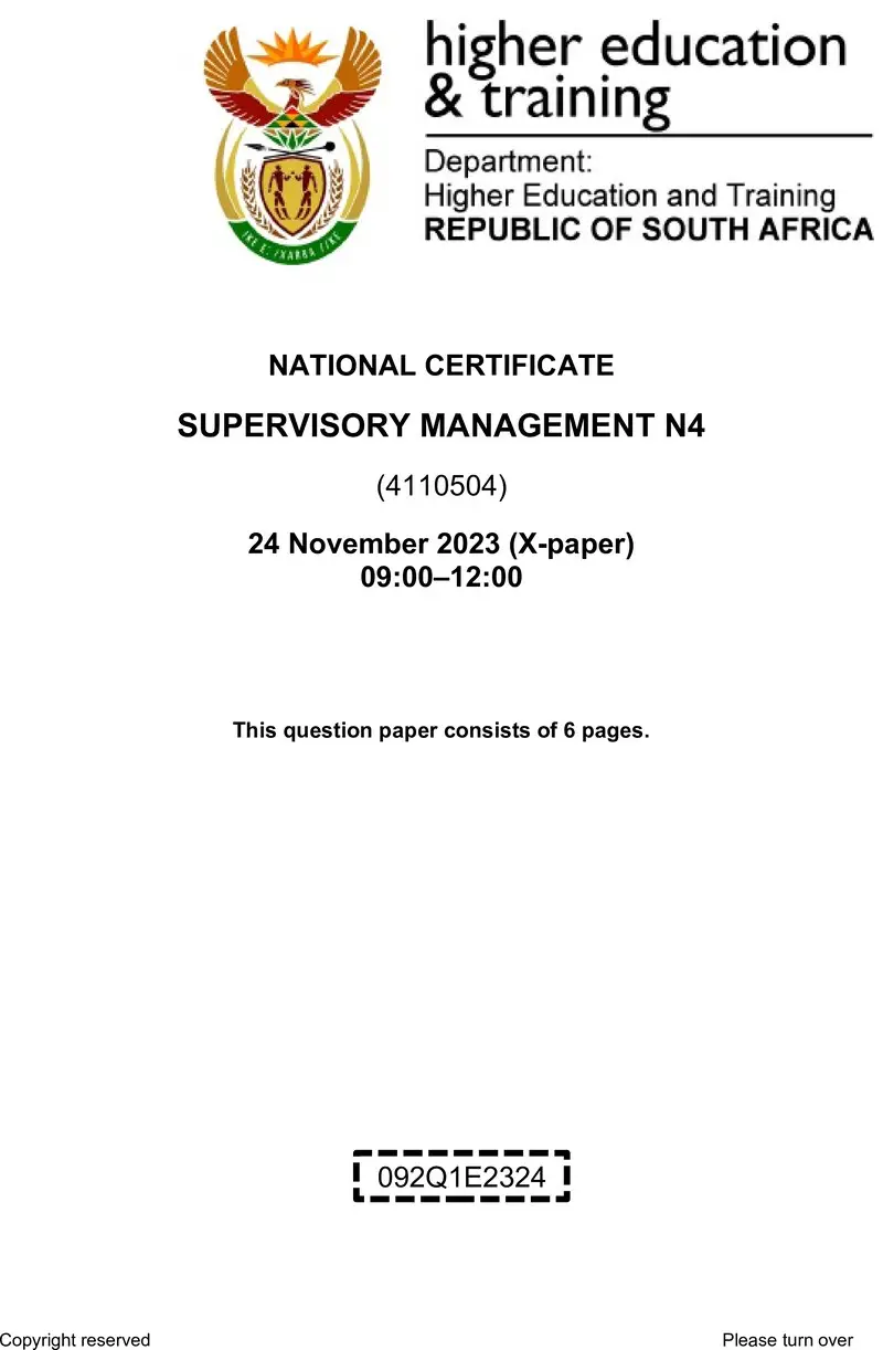 T1690 Supervisory Management N4 QP Nov 2023 preview