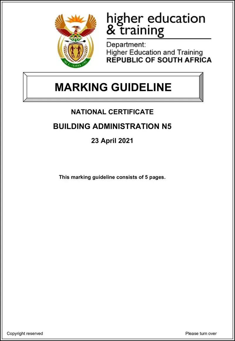 T100 Building Administration N5 Memo Apr 2021