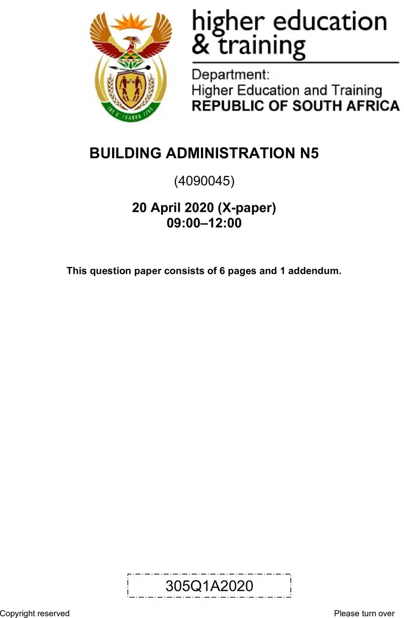 T100 Building Administration N5 QP Apr 2020