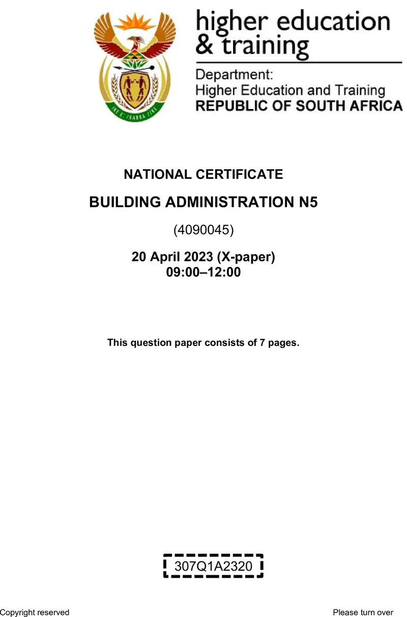 T100 Building Administration N5 QP April 2023