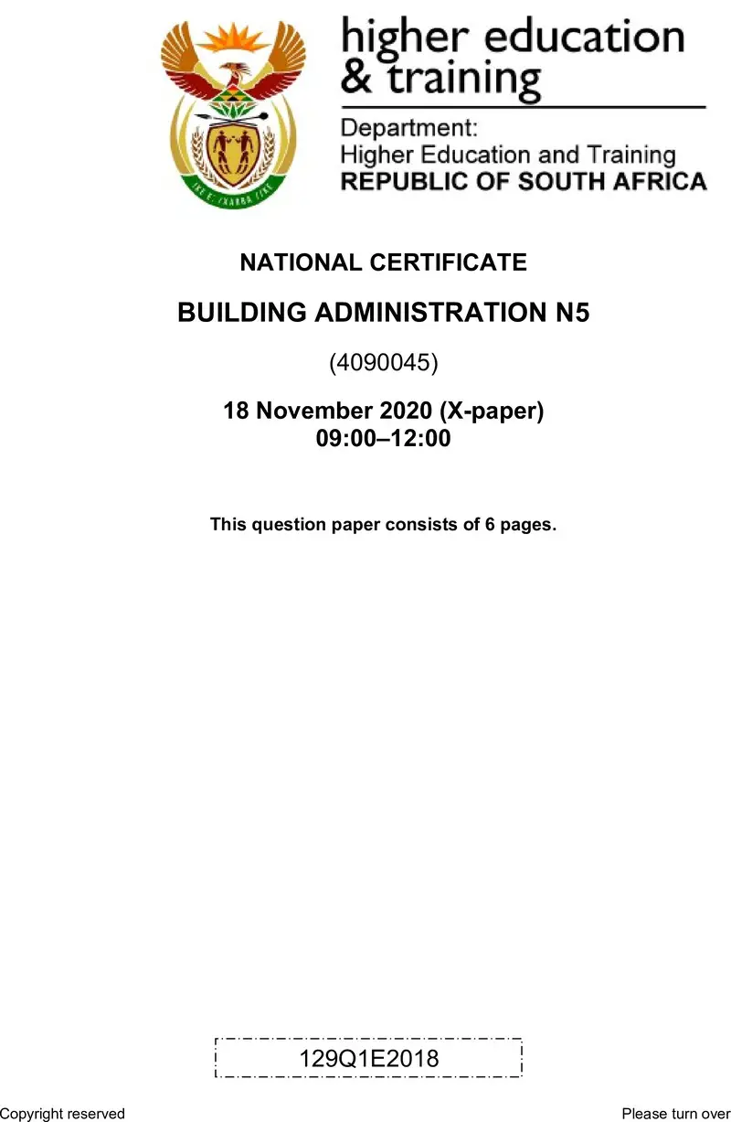 T100 Building Administration QP N5 Aug 2020
