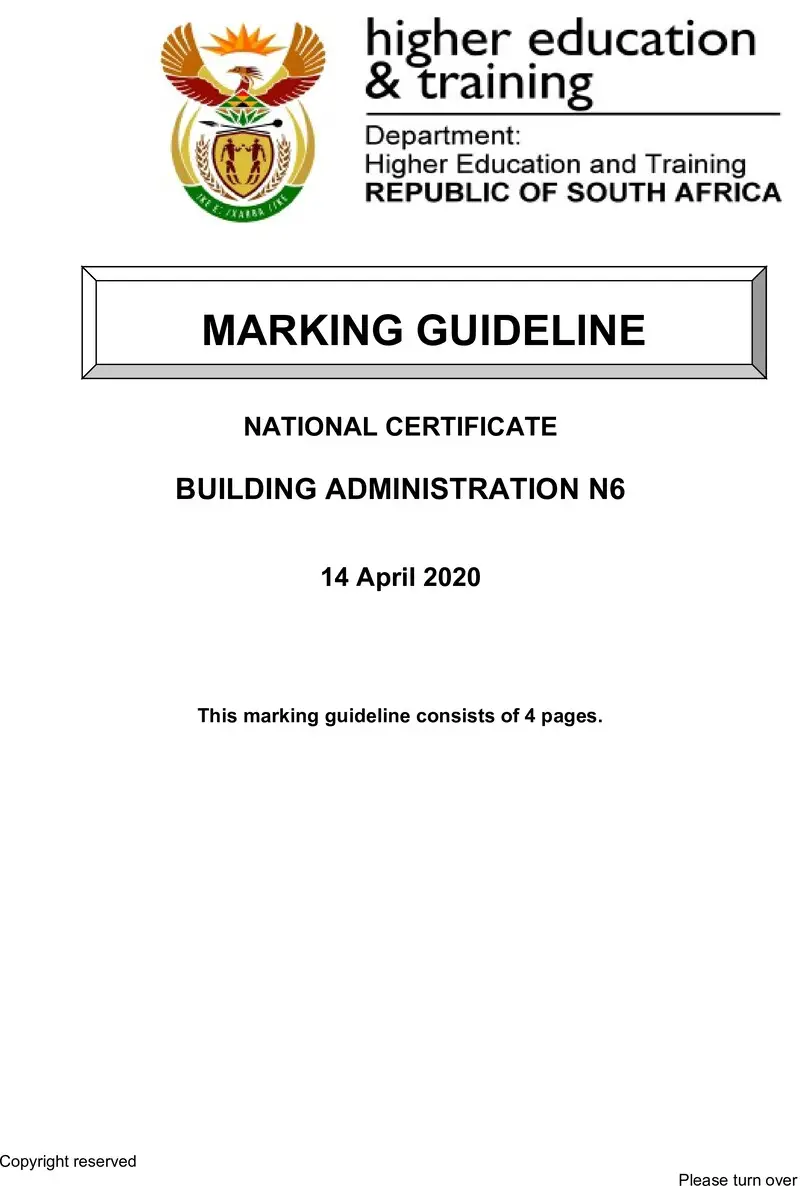 T110 Building Administration N6 Memo April 2020