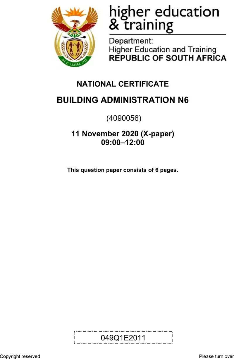 T110 Building Administration QP N6 Aug 2020