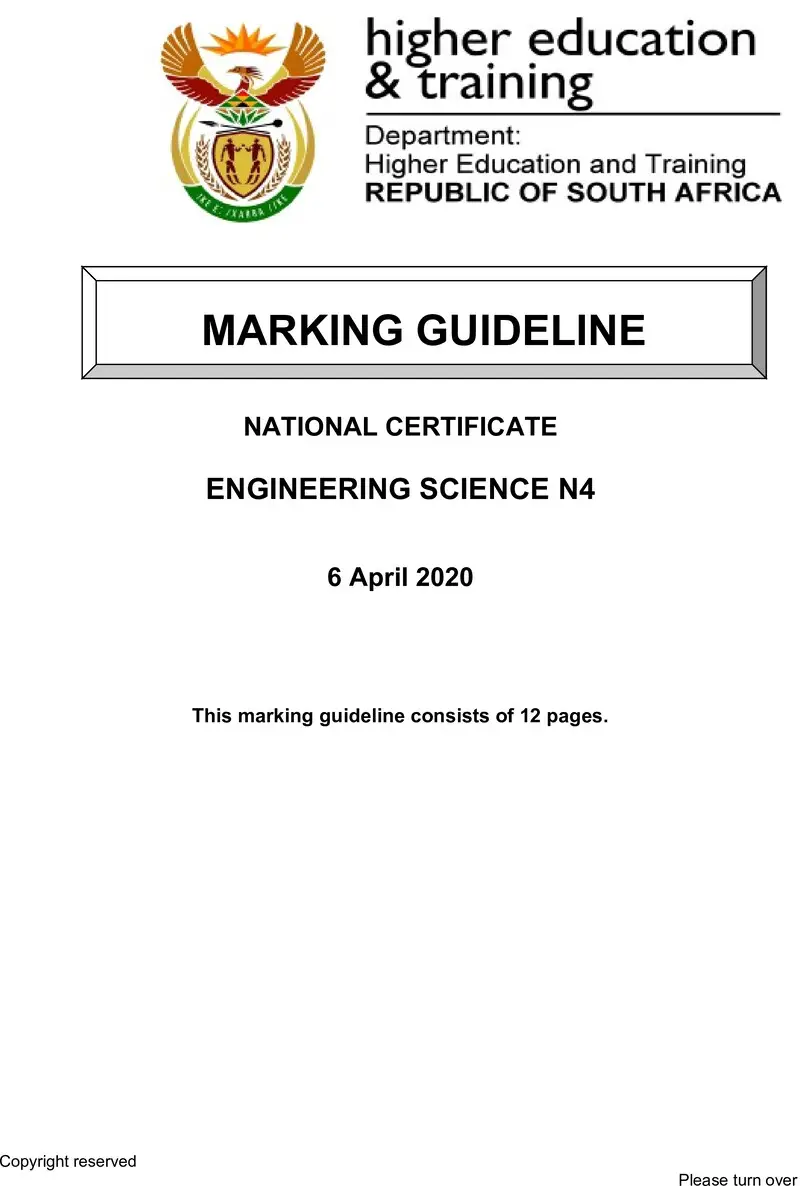 T650 Engineering Science N4 Memo April 2020