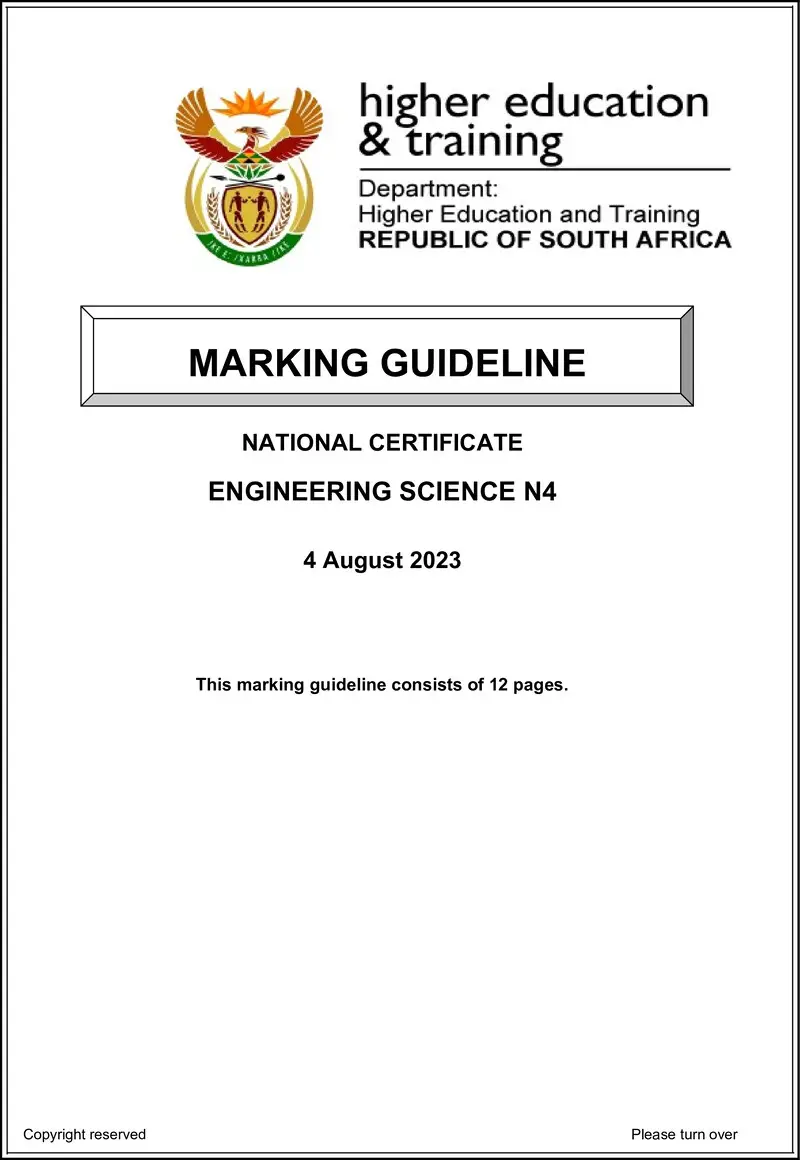 T650 Engineering Science N4 Memo Aug 2023