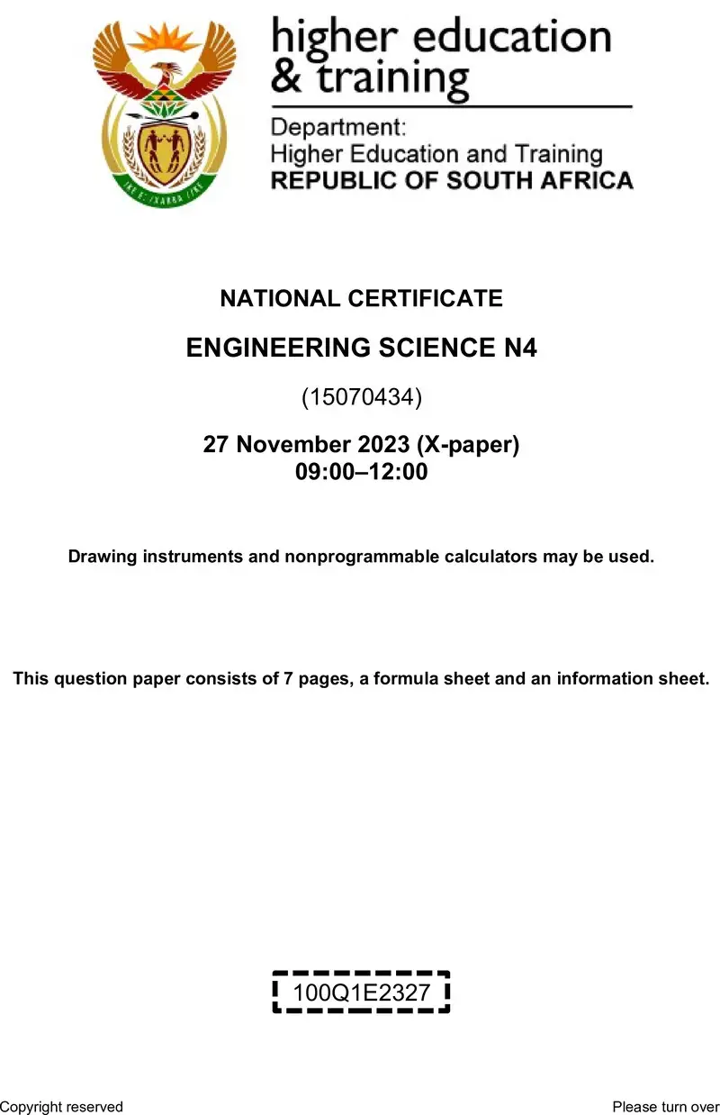 T650 Engineering Science N4 Nov QP 2023