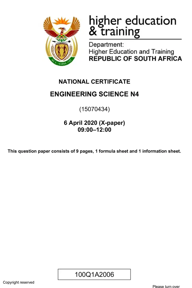 T650 Engineering Science N4 QP April 2020
