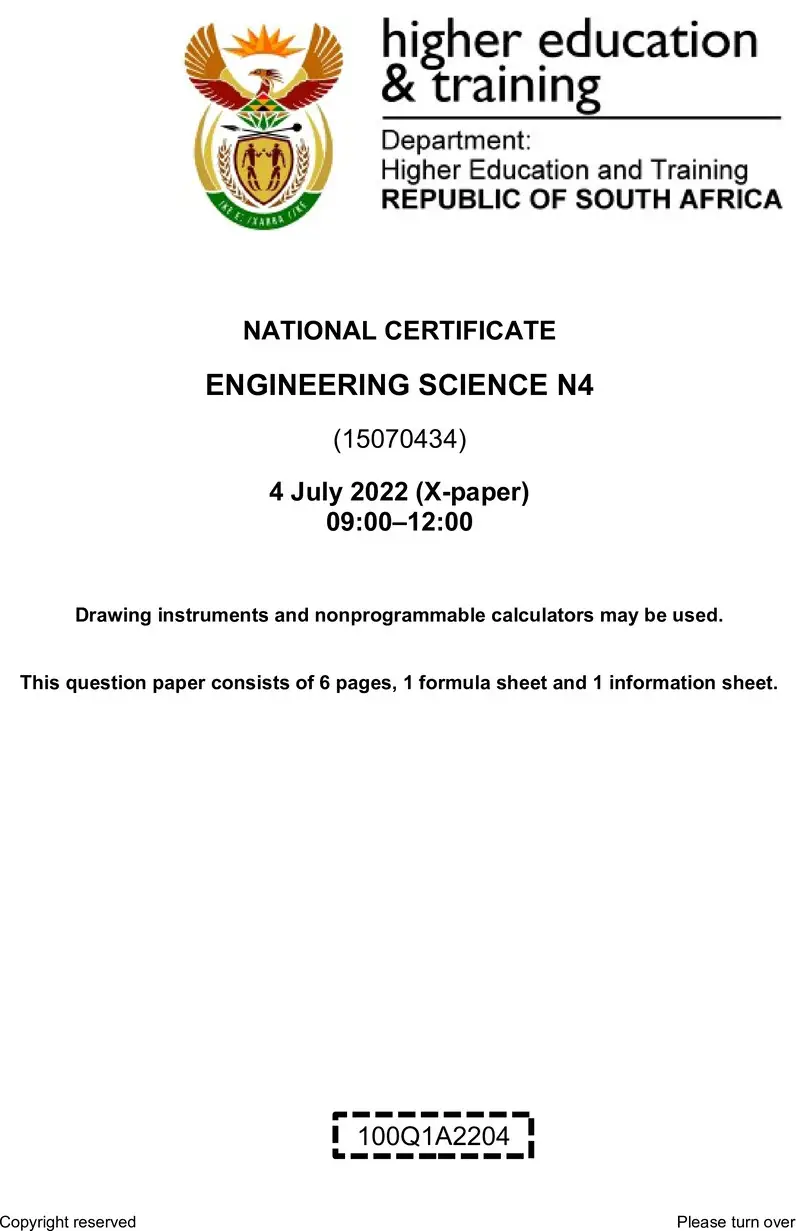T650 Engineering Science N4 QP Aug 2022