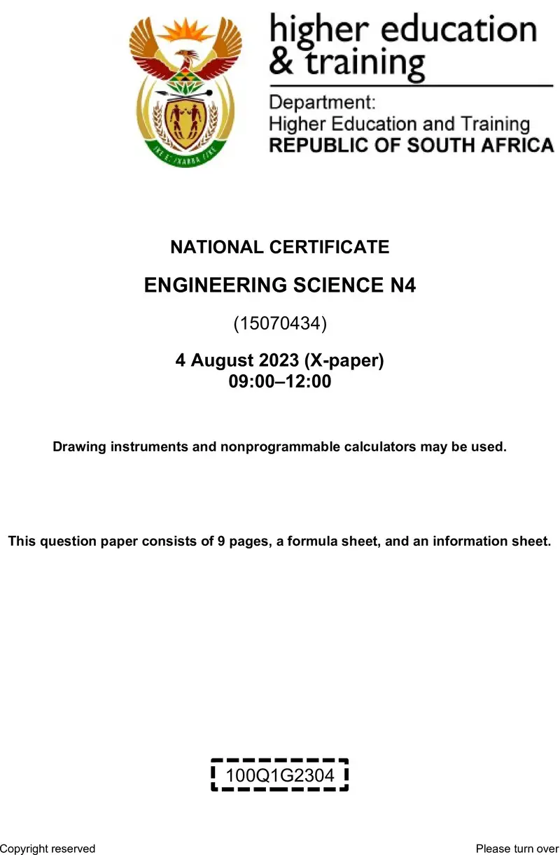 T650 Engineering Science N4 QP Aug 2023