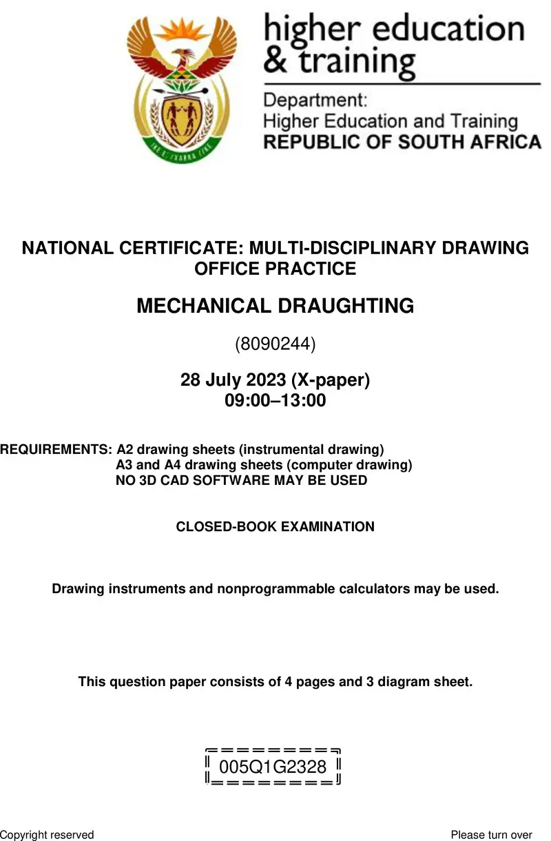 T1060 Mechanical Draughting Aug QP 2023