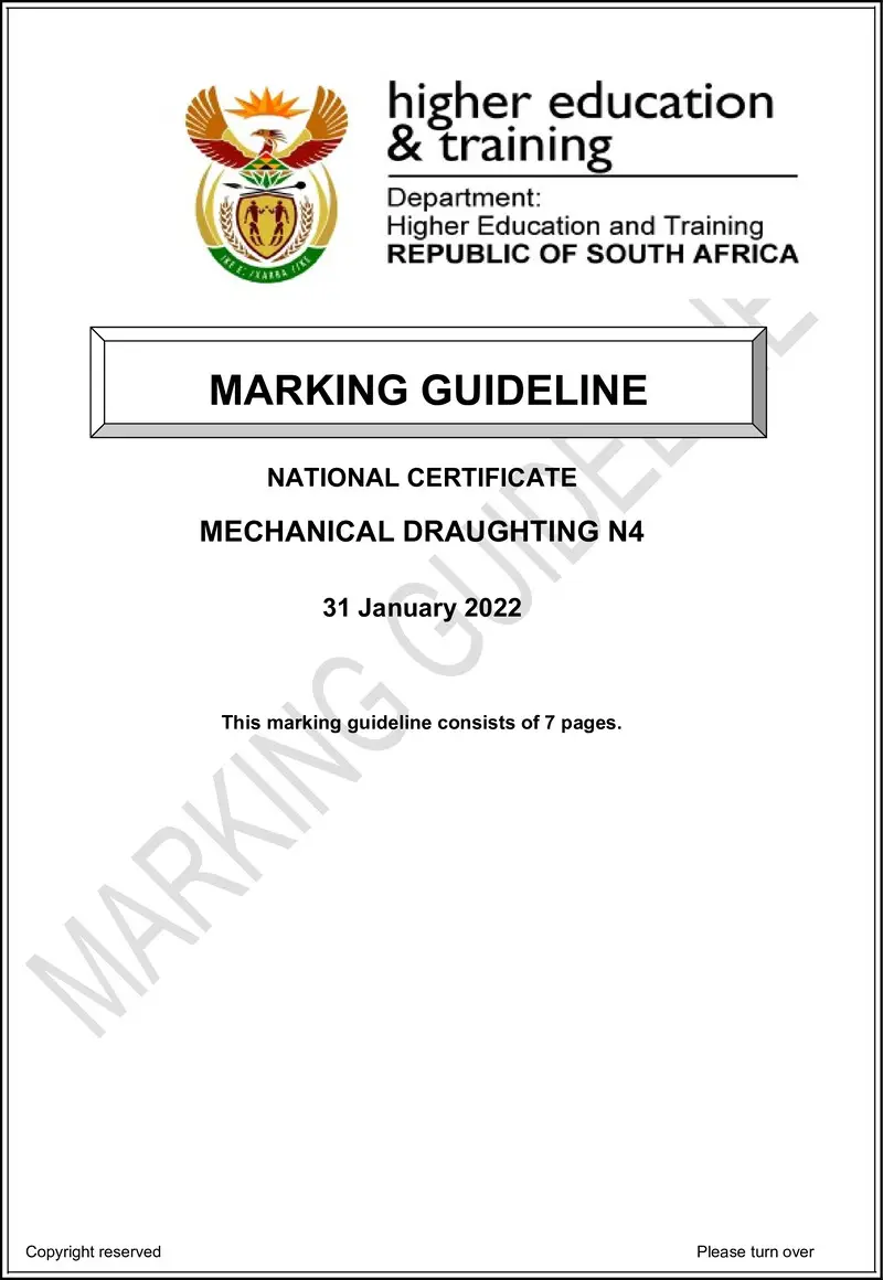Mechanical Draughting N4 Memo April 2022