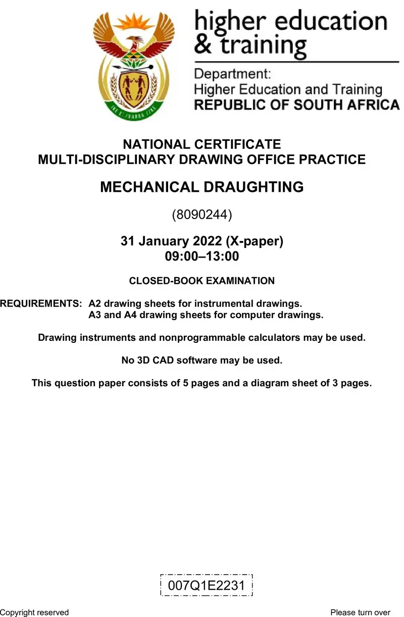 T1060 Mechanical Draughting Multidisciplinary QP April 2022