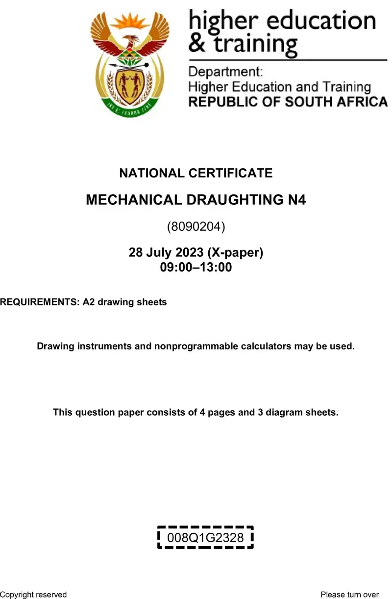 T1070 Mechanical Draughting N4 Aug QP 2023