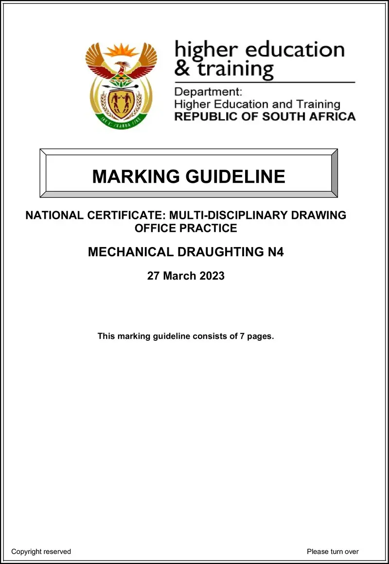 T1070 Mechanical Draughting N4 Memo April 2023
