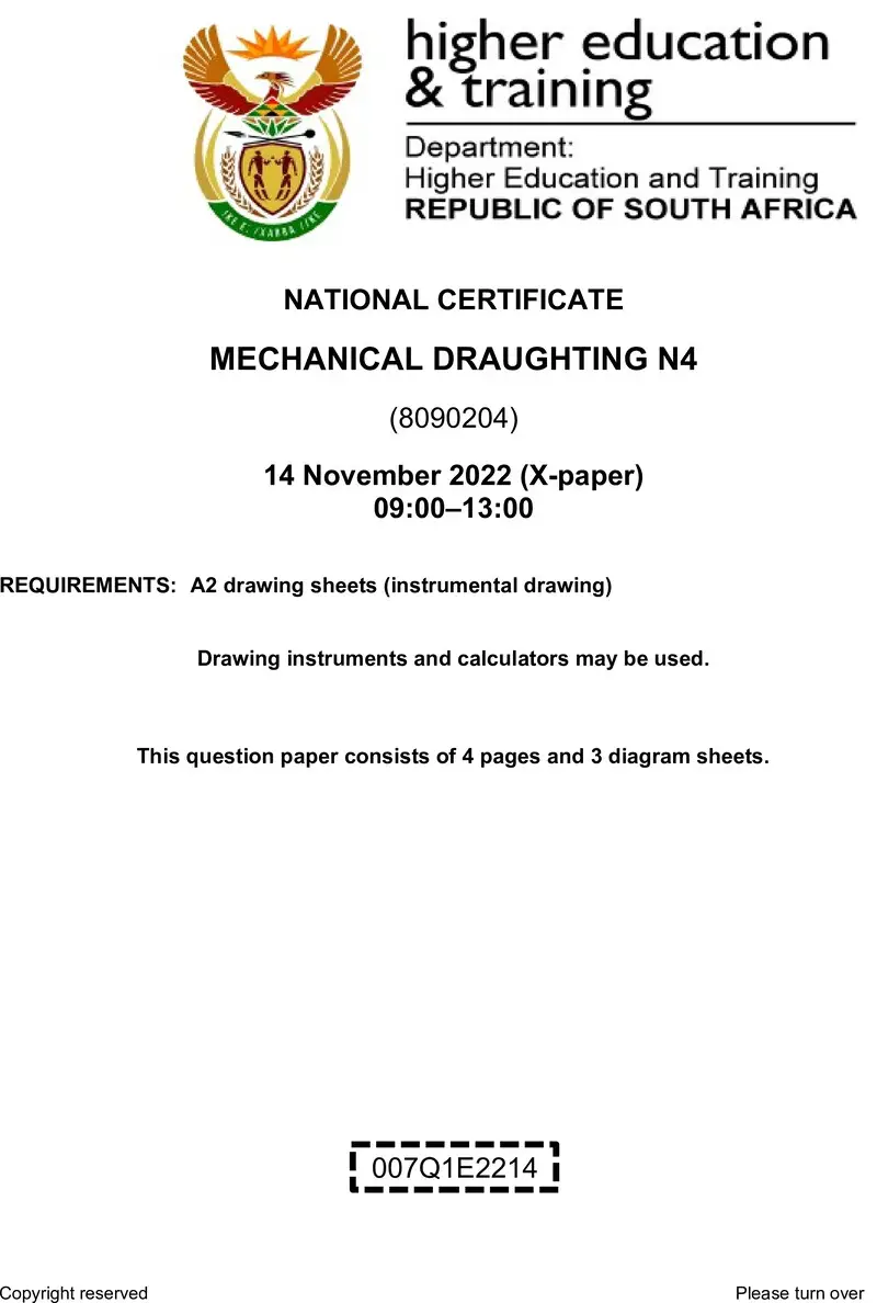 T1070 Mechanical Draughting N4 Nov QP 2022