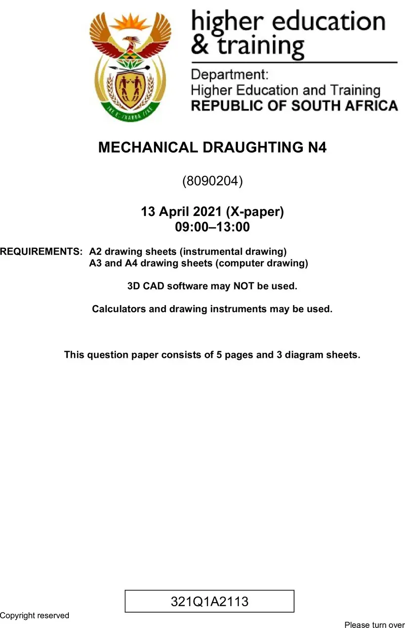T1070 Mechanical Draughting N4 QP April 2021