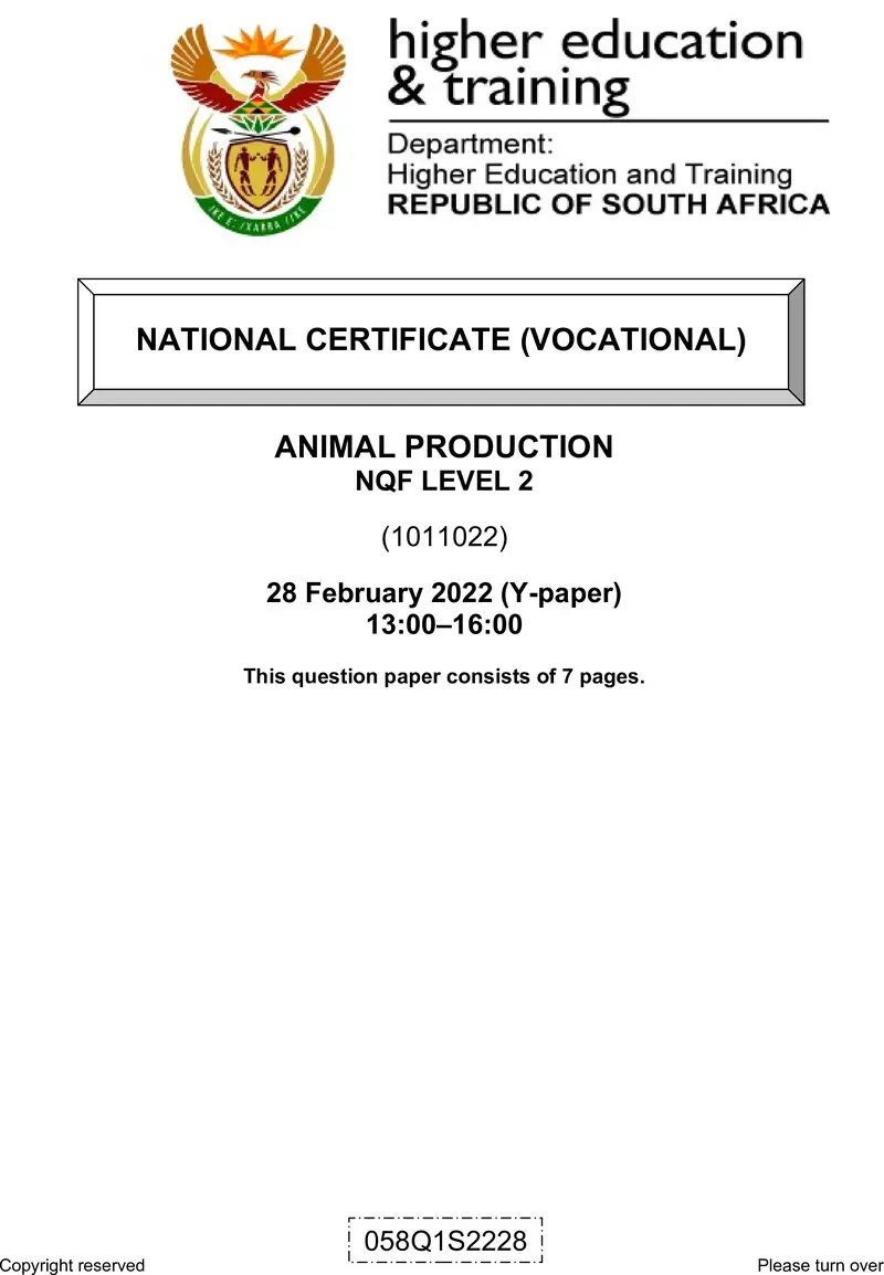 Animal Production L2 QP Feb Supp 2022 Edited Fopma