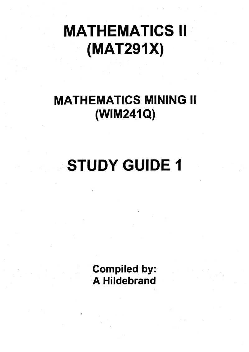 Maths 2 Study Guide 1