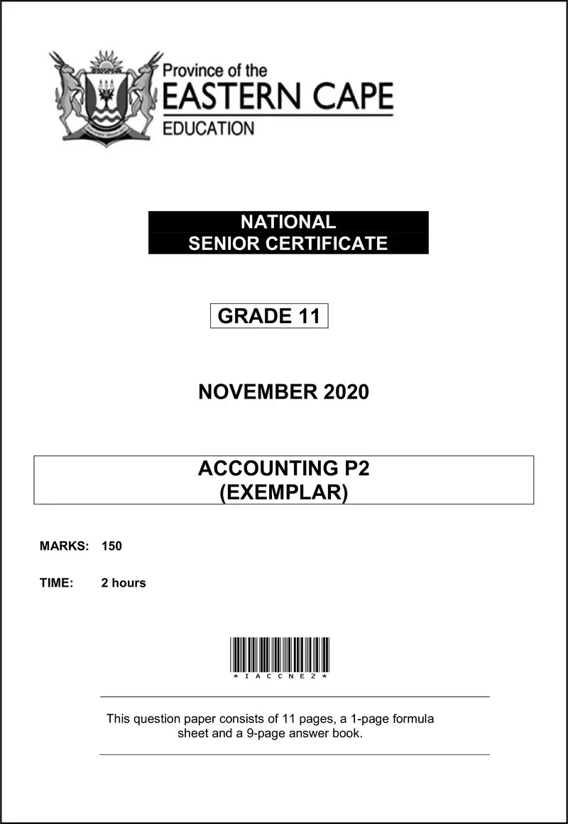 Grade 11 Accounting past paper 2020 – accn p2 qp ansbk memo gr11 nov2020 eng d