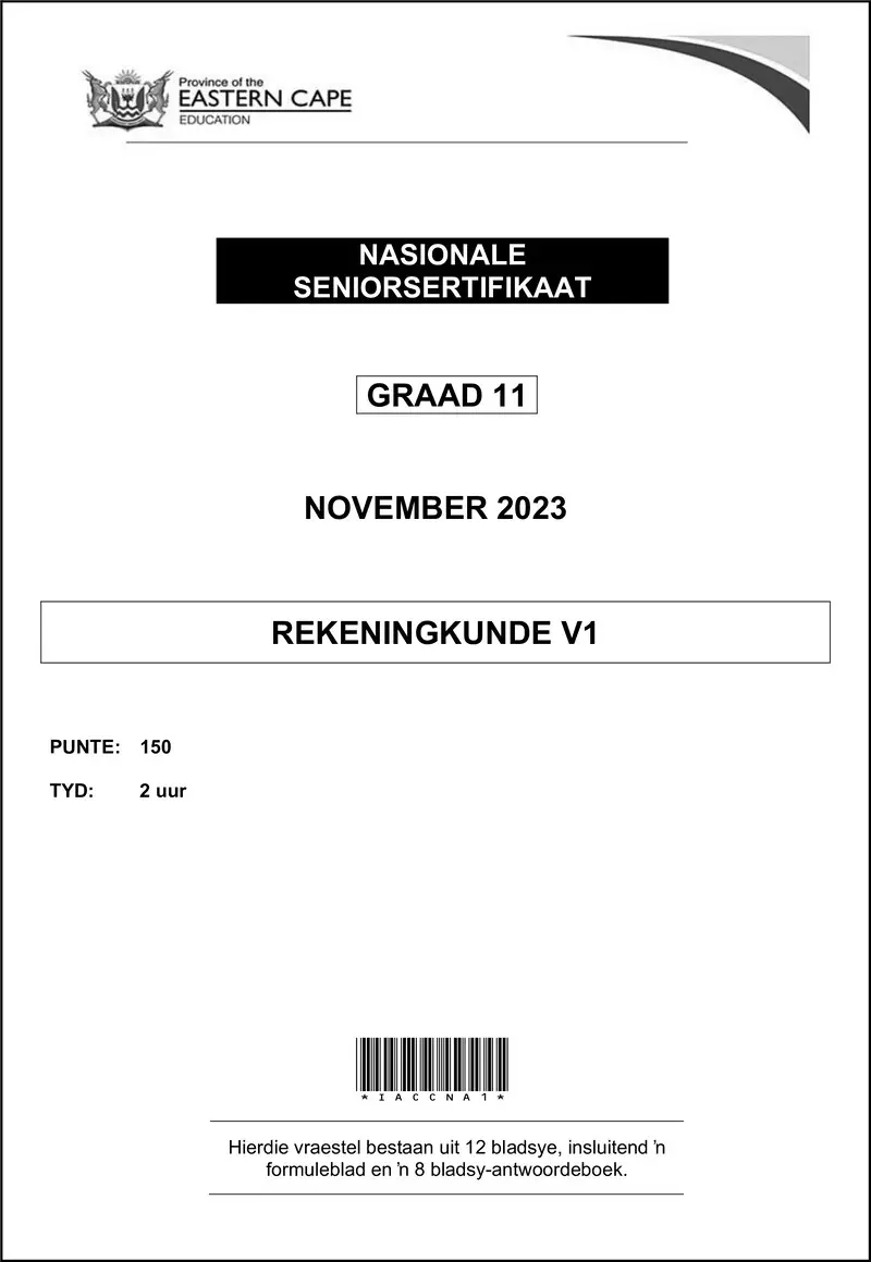 Grade 11 Accounting past paper 2023 – accounting p1 gr11 qp nov 2023 afr d